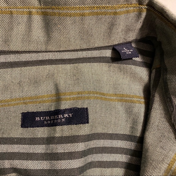 Burberry Striped Green Cotton Button Down Shirt - Picture 6 of 10